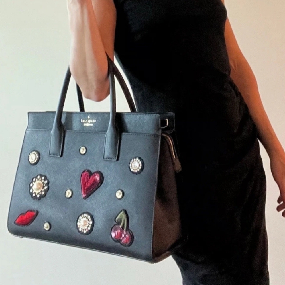 Kate Spade x Rodan + Fields Cameron Appliqué Saffiano Leather Satchel RARE
